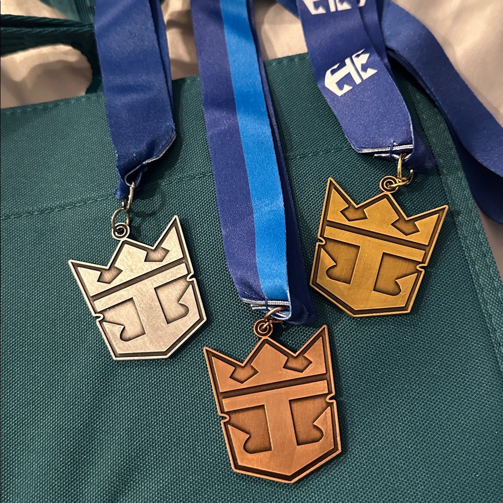 Royal Caribbean International Cruise Line Award Gold Medal Medallions - set of 3